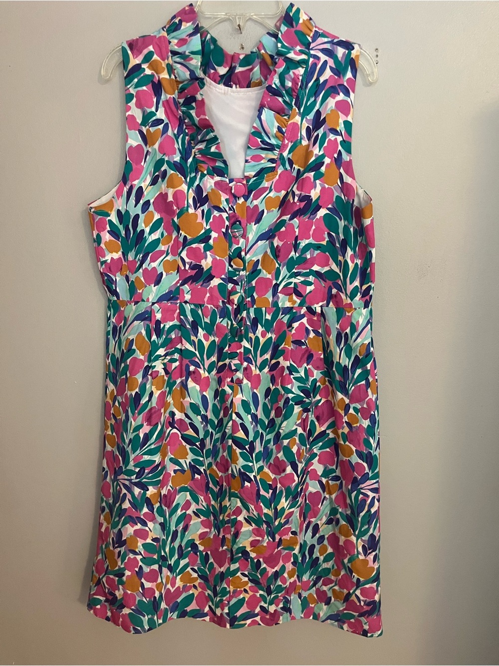 Tyler Boe Sleeveless‎ Floral Dress in Pink, Teal, Mustard & White
